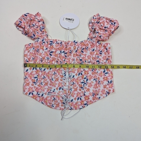 Princess Polly Harry Floral Corset Cap Sleeve Cropped Crop Top - Picture 8 of 9